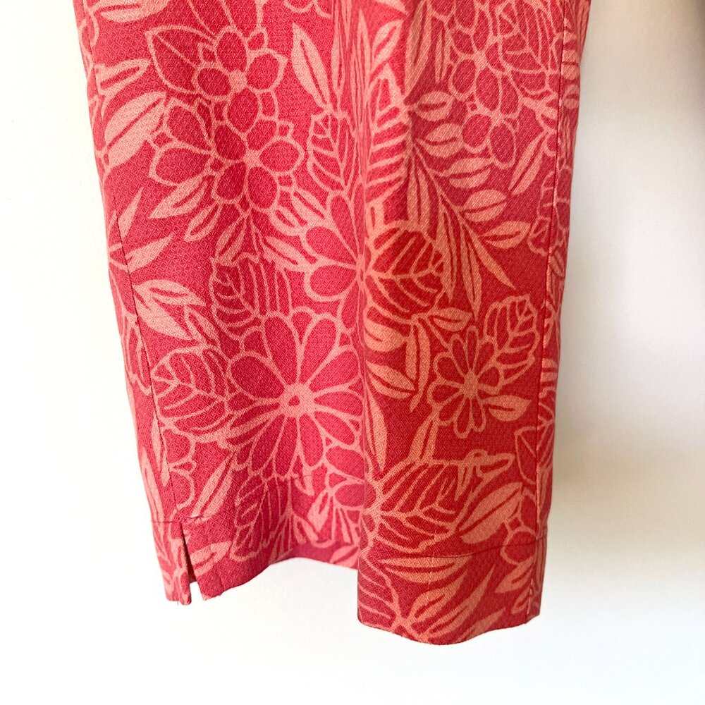 VTG Tommy Bahama Pants Size 6 100% Silk Straight Leg Resort Floral Cropped Pink - Picture 3 of 10